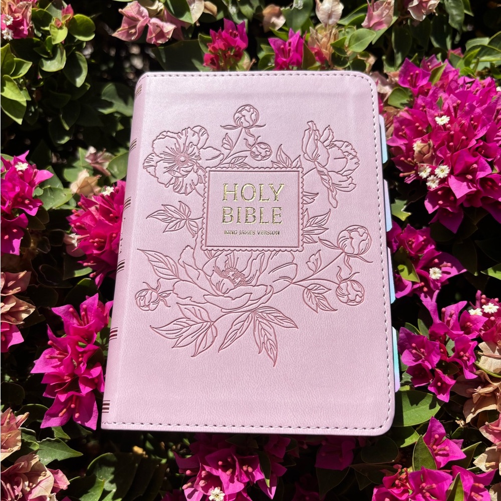KJV Small Pink Tabbed Bible – Large Print with Red Letter Text